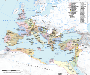 Romerriget kort: Rom, Italien, det vestlige og østlige imperium