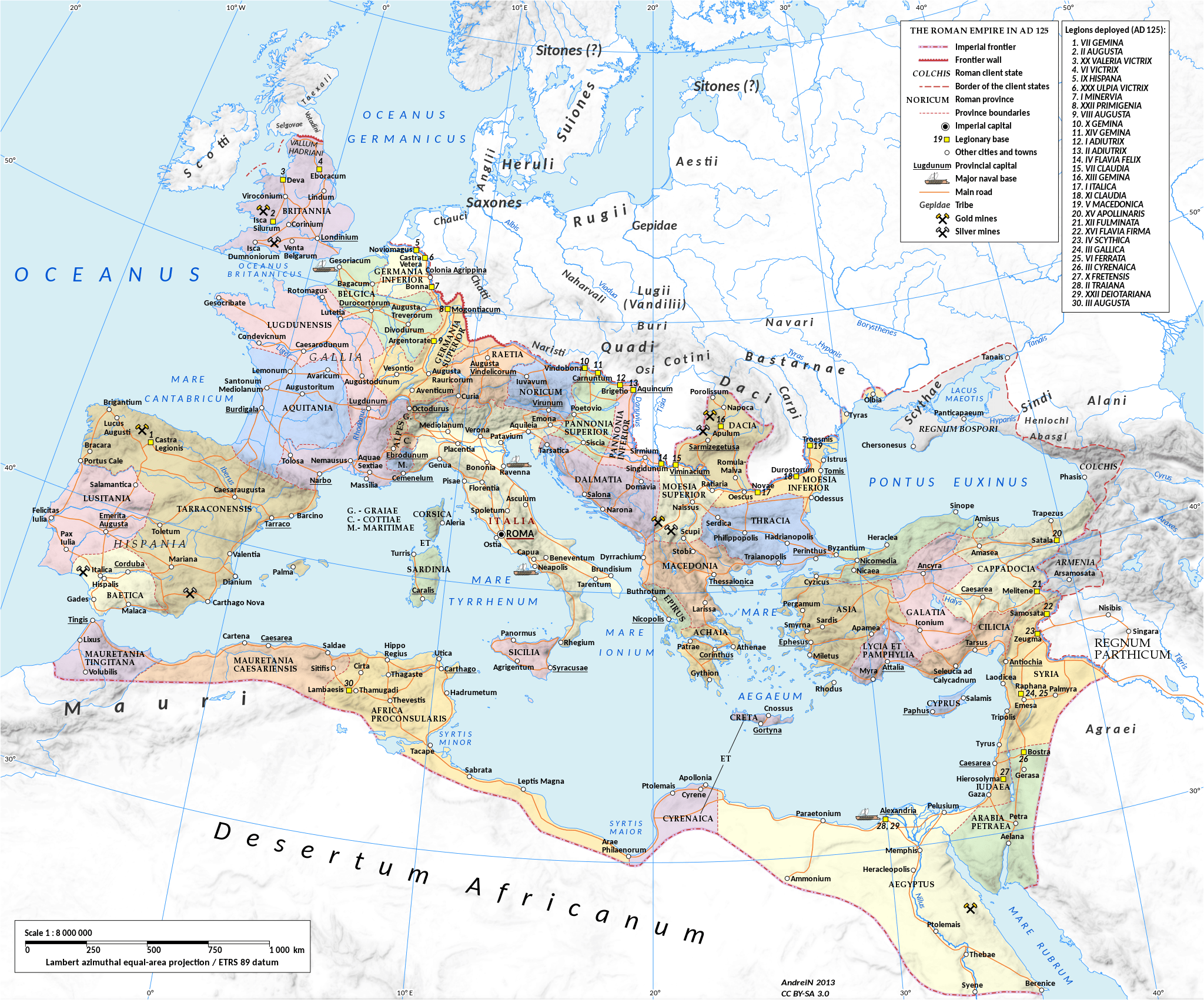 Romerriget kort: Rom, Italien, det vestlige og østlige imperium